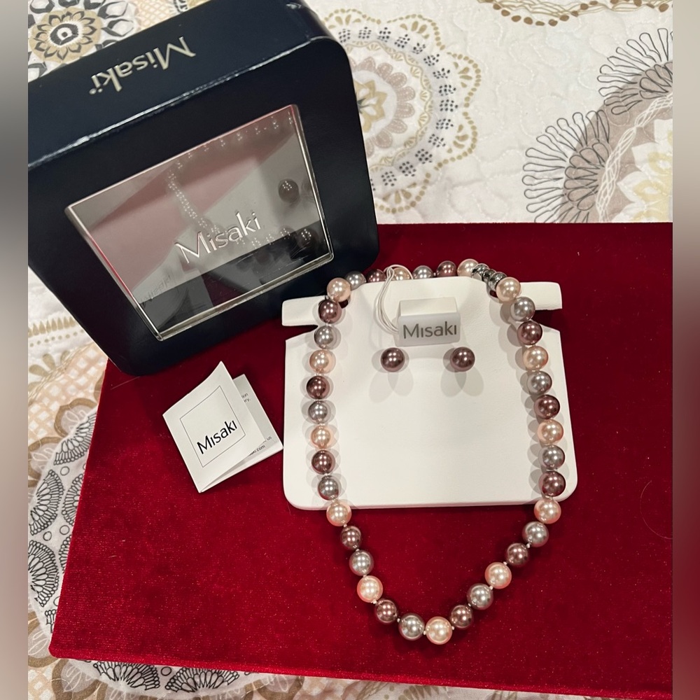 MISAKI Pearl Necklace and Earring Set